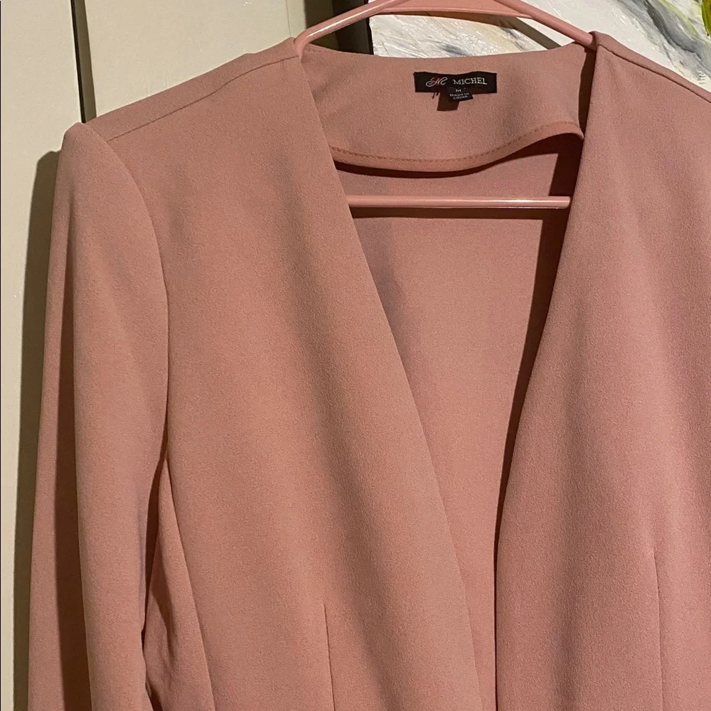 Blush Pink Cropped Blazer Jacket - Picture 3 of 6